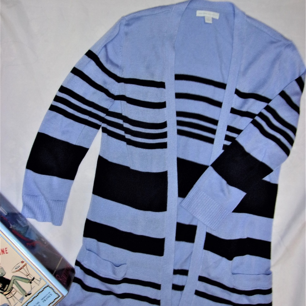 blue womans small cover up sweater long